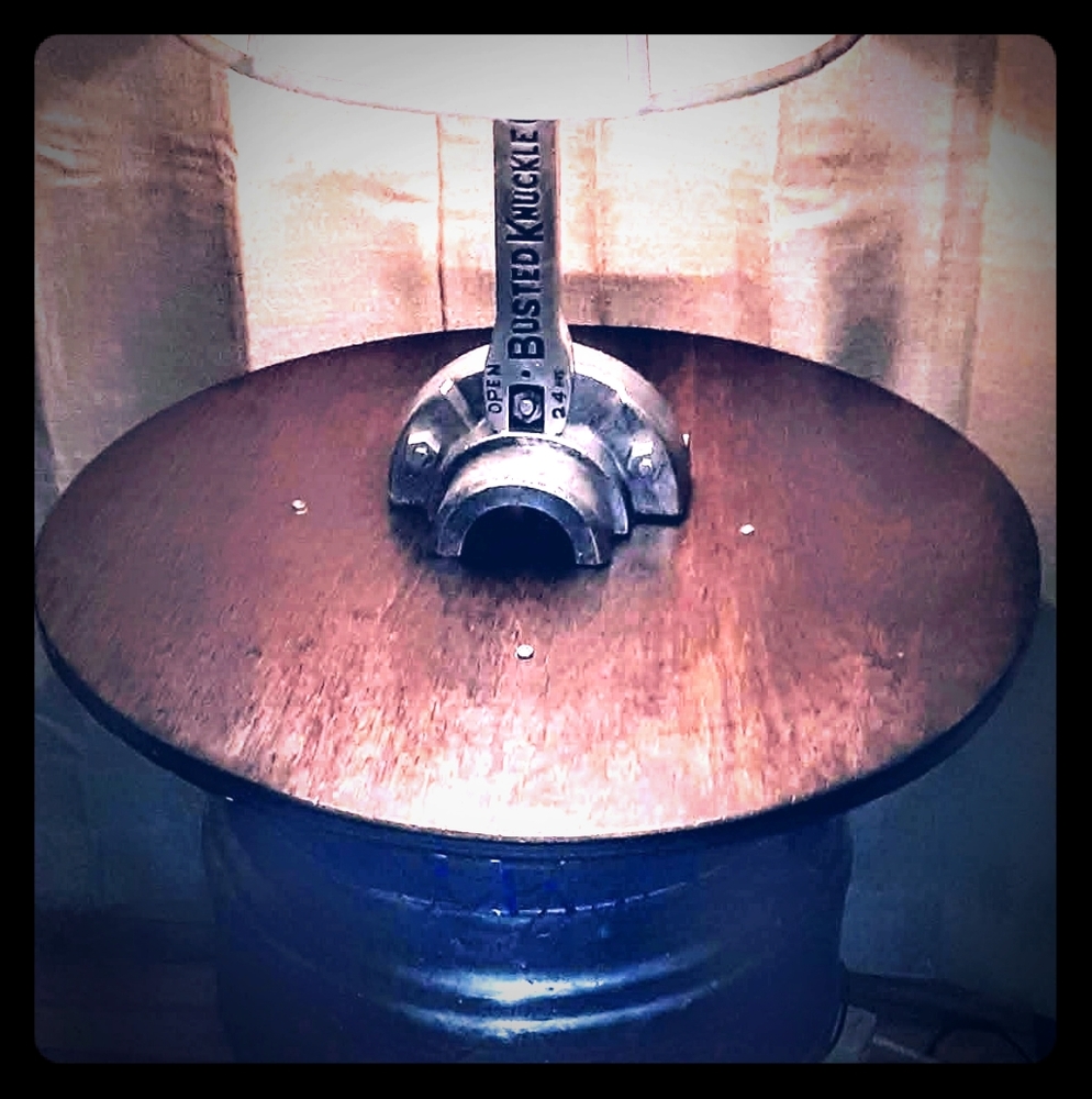 Keg table built not bought lamp